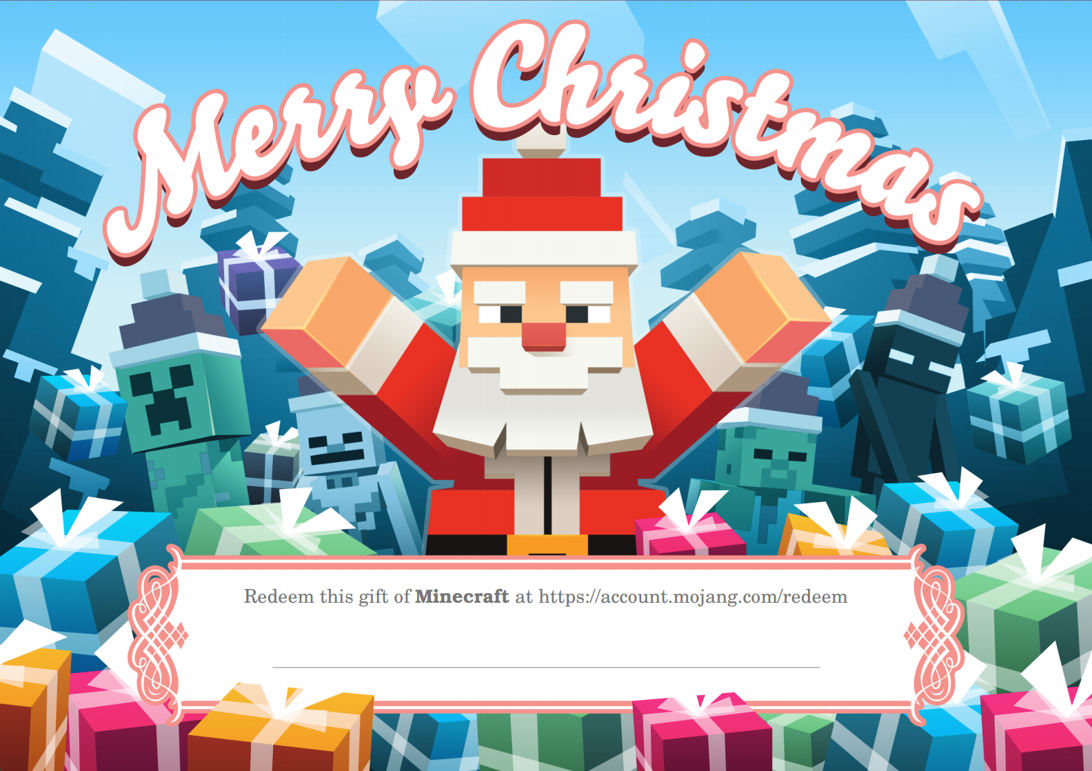 Free Printable Minecraft Christmas Cards