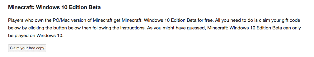 Get Minecraft: Windows 10 Edition Beta for free!